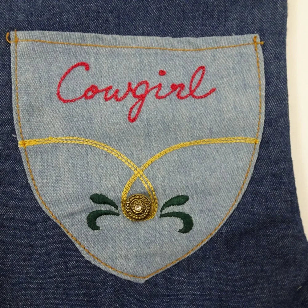 16" Handmade Denim Cowgirl Christmas Stocking Cowboy Boot Country Western CUTE! - Picture 2 of 7